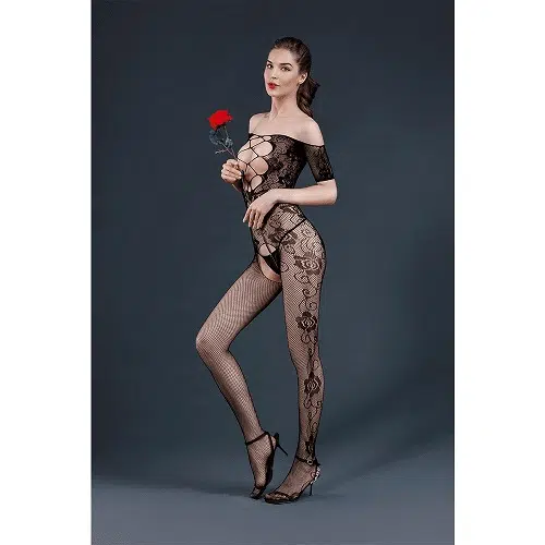 Lingerie Floral Bodystocking Black One Size